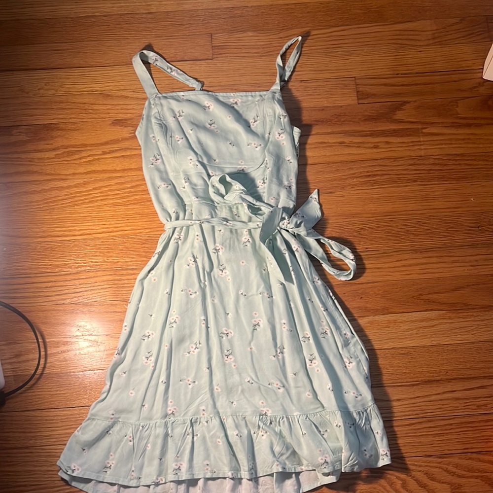 Hollister green floral mini dress